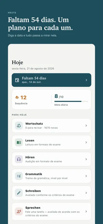 Faltam 54 dias. Um plano para cada um. — Diga a data e tudo passa a mirar nela.